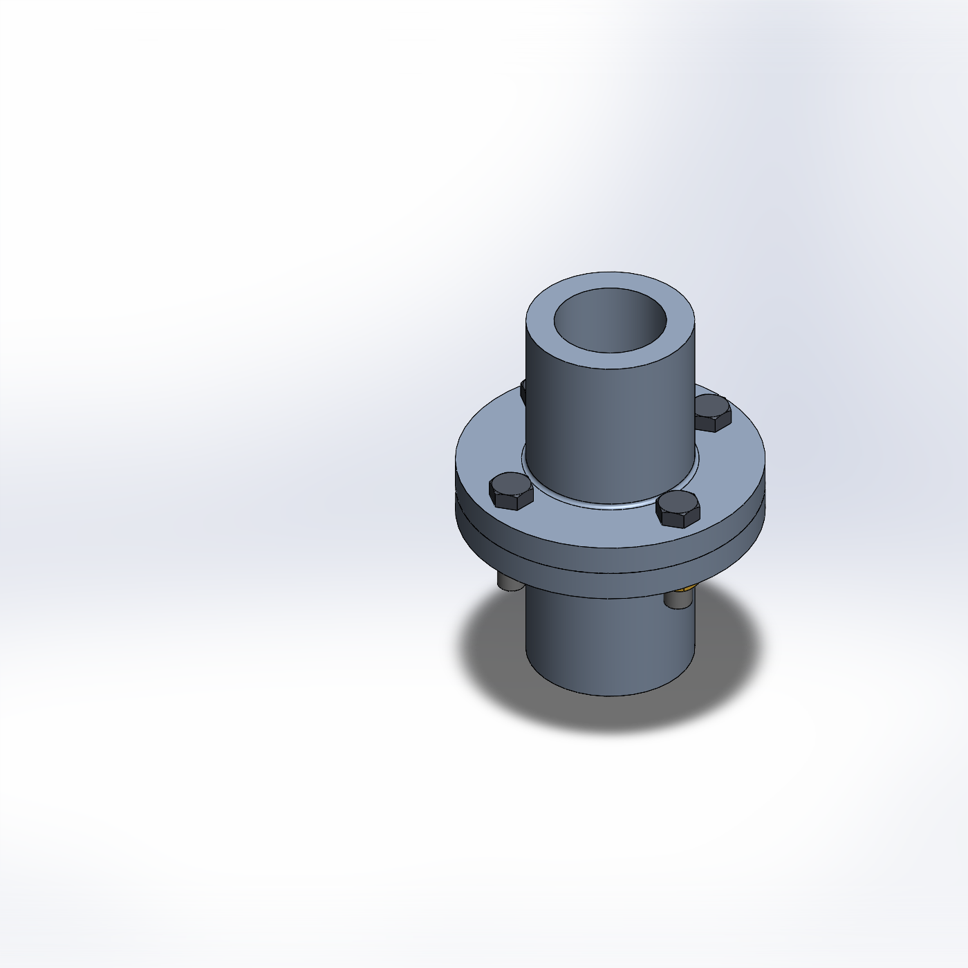 Rigid flange coupling CAD assembly with hex bolt fasteners